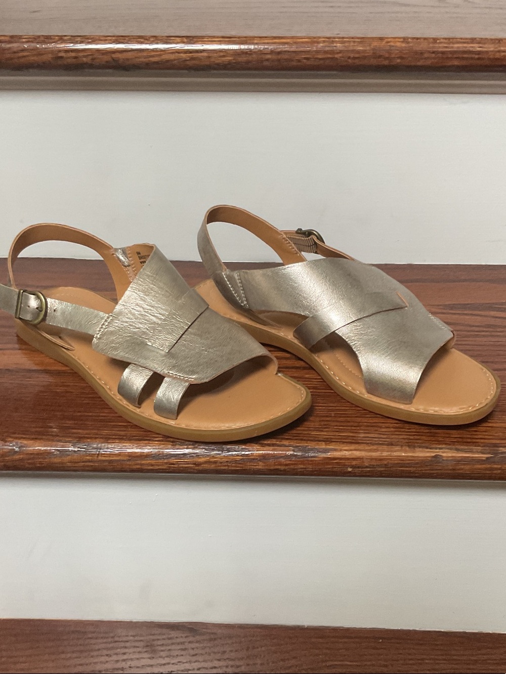 Born Metallic Gold Leather Slingback Sandals